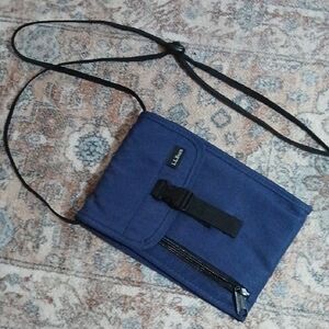 L.L. Bean Navy Crossbody Travel Purse  with Black Accents
